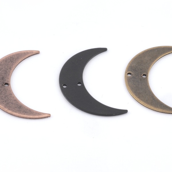 Crescent Moon Antique copper, Black painted, Antique bronze plated Brass 35.5mm pendant Findings Charms OZ2785-220