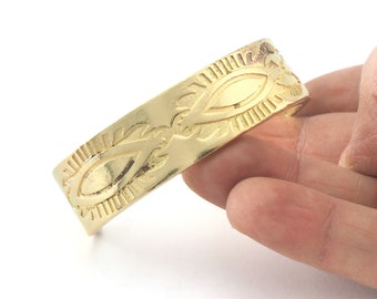 Eye Symbol Cuff Adjustable Bracelet Raw Brass (55mm inner size ) 4029