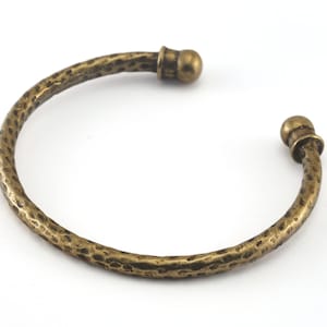 Hammered Bracelet Antique Bronze Plated Brass  (64mm inner size - Adjustable ) 3894
