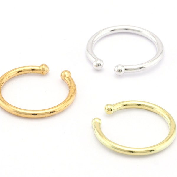 Ear cuff Brass Septum Ring, Nose Rings, Shiny Gold, Shiny Silver, Raw Brass 15mm Findings Charms 466