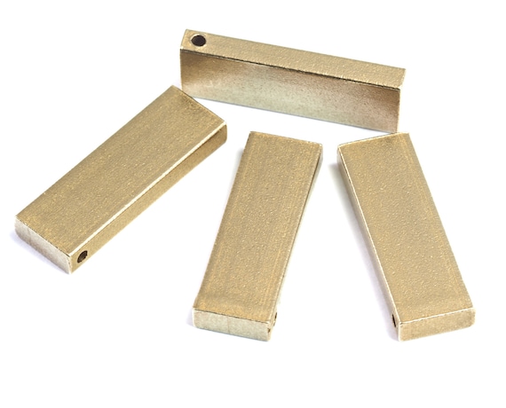 40x6x0.80mm M01482 Brass Rectangle Bar 12 Textured Raw Brass Stamping Blanks With 2 Holes Necklace Bar