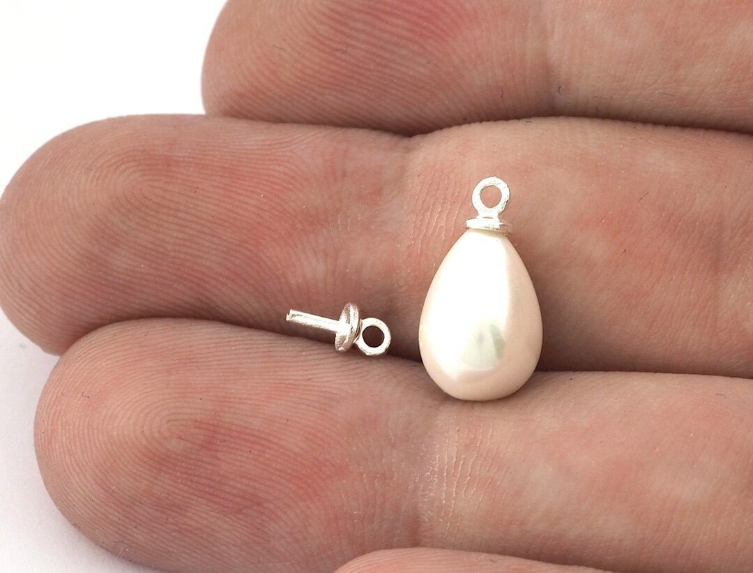 925K Silver Pearl Holder Bail Peg up Eyes Screw Eyes Half Etsy