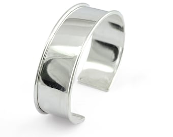 Bangle Bracelet Blank, Silver Plated Brass, Cuff Adjustable 20mm supplies findings Raf2 - BRC
