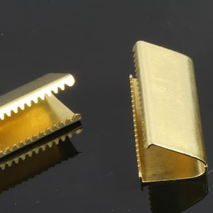 Ribbon Crimp Ends, 25x10mm Raw Brass Ribbon Crimp End, Ribbon Crimp Ends cap, Findings R032-W 1788