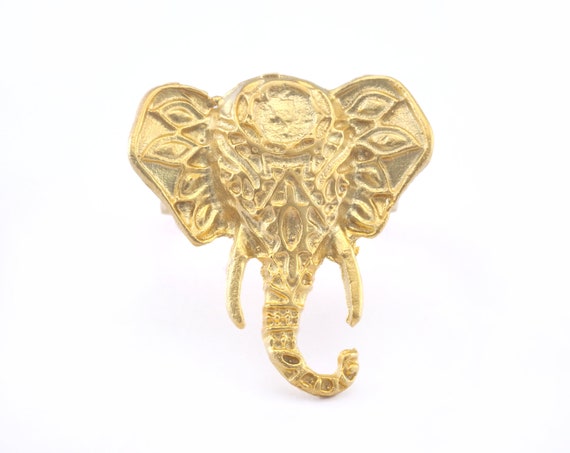Adjustable Ring Elephant Matte Gold Plated Brass 18.5mm 8.5US Inner Size OZ2978 Etsy