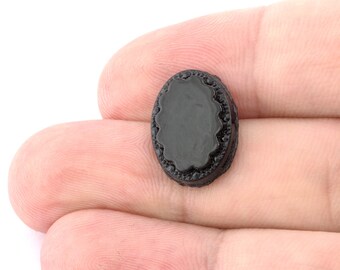 Vintage Black Oval Cabochons Flatback Glass Cloud Cabochon 18.6x13.7mm cab141