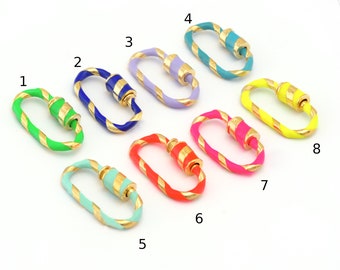 Enamel Carabiner Screw Clasp, Gold Plated Brass Connector (23x13mm OD) -4812