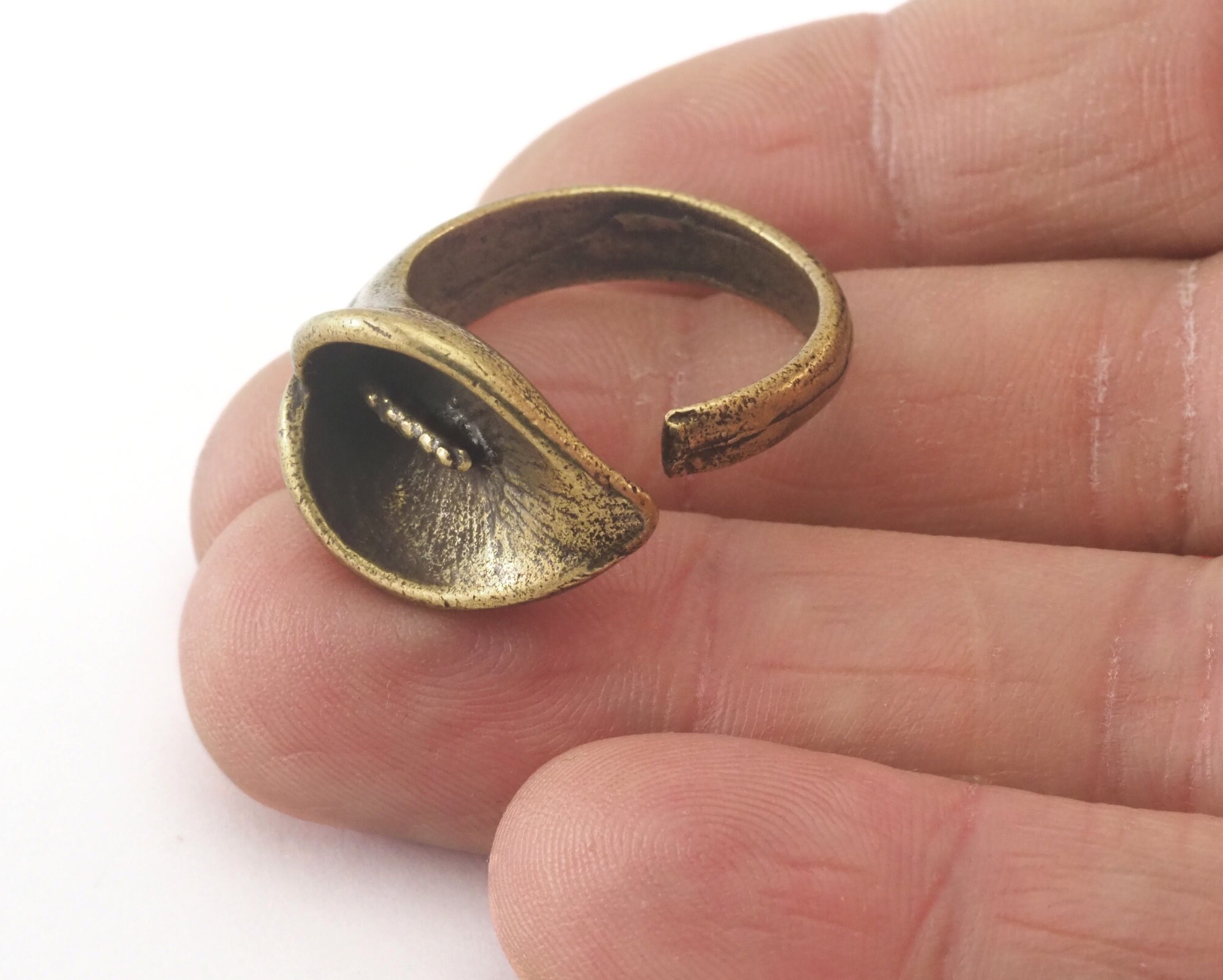 Flowers Ring Adjustable Antique Bronze Plated Brass (19.5mm 9.5US