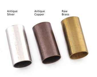 Tubos cilíndricos redondos de latón crudo, plata antigua, cobre antiguo 15 x 30 mm (agujero 14 mm) 1899