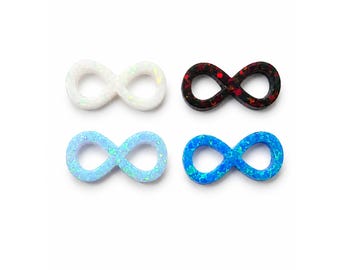 Cuenta Infinity de ópalo sintético de 19 mm, cuenta de ópalo sintético en forma de 8, calibre 20 con orificio pasante, color blanco, negro, azul claro o azul -1494