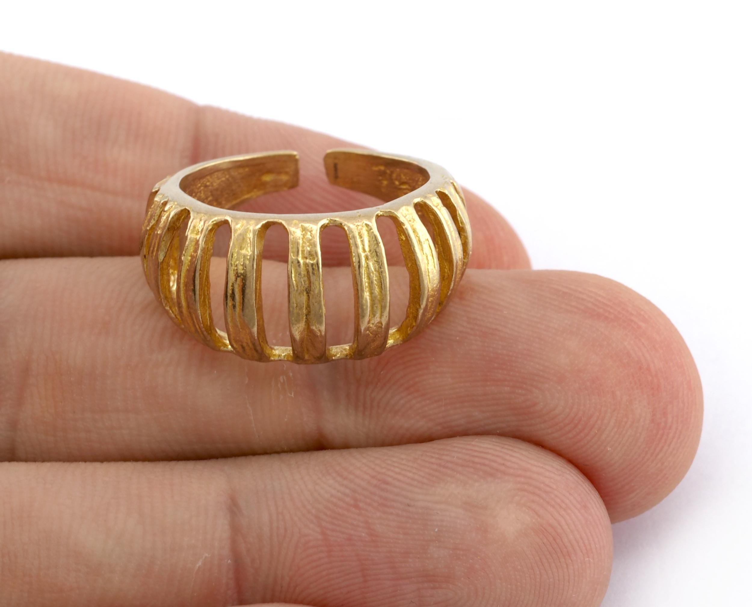 Pumpkin Ring Adjustable Raw Brass  (18mm 8US inner size) 5591