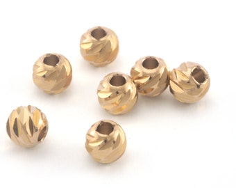 Beads Faceted raw Brass Sphere 6mm  (hole 2mm 12 gauge) Charms Findings spacer beads bab2 oz3757