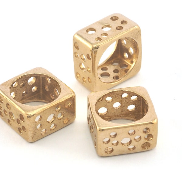 Square Cube Ring Perforated Raw brass (Optional Size) Oz3694-3695-3696