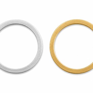 Thin Metal Ring 25mm Outer 22mm Inner 0.5mm Thick, Silver Tone & Raw Brass Circle, Jewelry Connector Ring, Minimalist Findings 450R-66 image 1