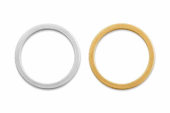 Thin Metal Ring 25mm Outer 22mm Inner 0.5mm Thick, Silver Tone & Raw Brass Circle, Jewelry Connector Ring, Minimalist Findings 450R-66