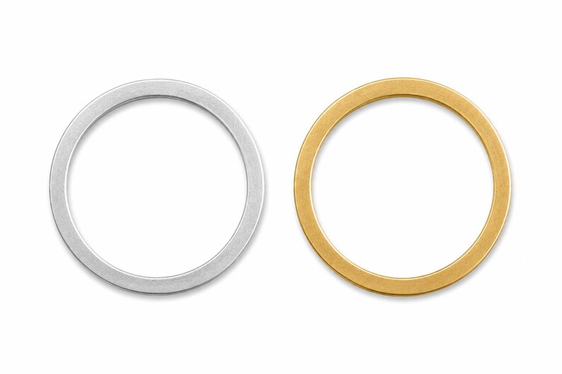 Thin Metal Ring 25mm Outer 22mm Inner 0.5mm Thick, Silver Tone & Raw Brass Circle, Jewelry Connector Ring, Minimalist Findings 450R-66 image 1