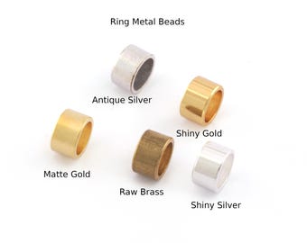 Perline ad anello in ottone massiccio 10 x 6 mm, distanziatore con foro grande (8 mm) bab8 1619