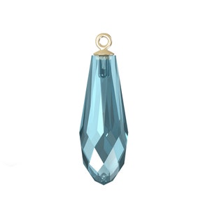 Pendente a goccia pura 6531 Swarovski® acquamarina (mezzo foro) con tappo placcato oro classico 34 mm
