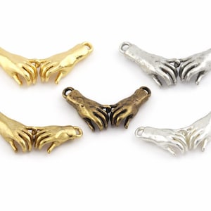 Ruw messing handen connector hanger 30 x 15 mm, sieraden bedel link, armband connector, groothandel bevindingen, goud-zilver opties 1748