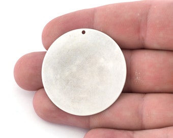 Runder Kreis Disc Tag Stamping Charms Antikes versilbertes Messing 40mm 1 Loch Zubehör S20