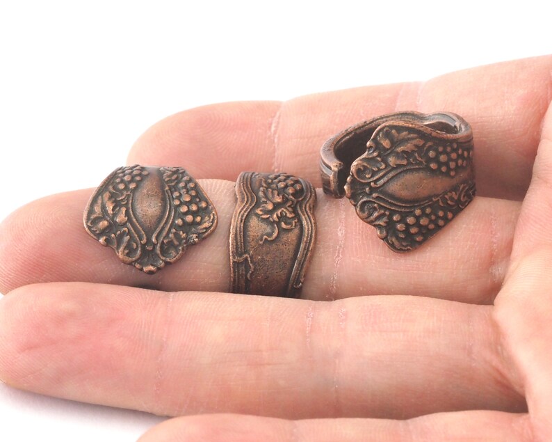 Spoon Ring Flower Patterned Adjustable Ring Antique Copper Plated Brass 17.5mm 7US inner size OZ2683