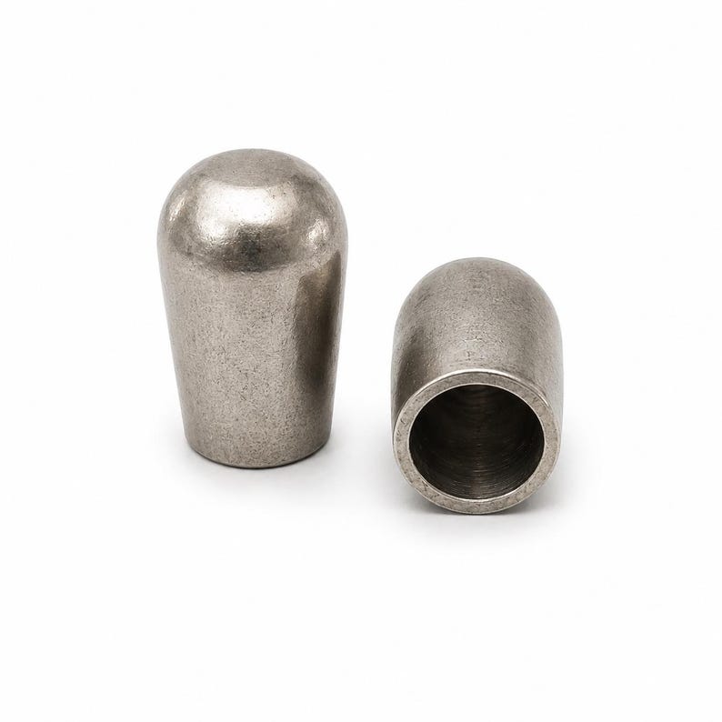 Light antique silver metal end cap for 9mm leather cord with smooth rounded finish