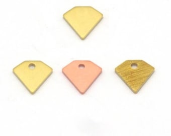 Diamond charms (Raw Brass, Brushed, Raw Copper) 8mm (0.8mm thickness) 1 hole tag 2241