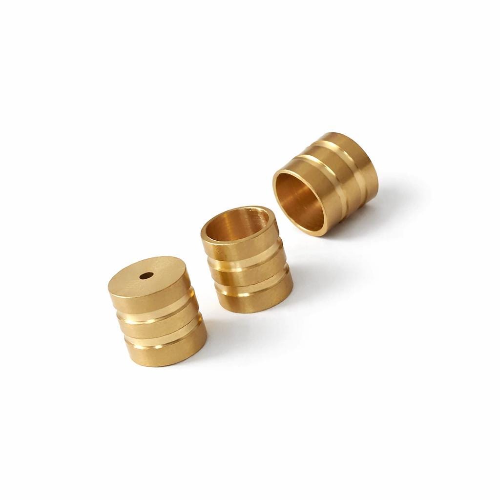 えりか 6x6mm Raw Brass End Cap, 5mm Inner Hole, 1mm Top Hole Cord End Cap