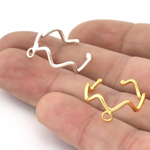 Zigzag Ring Hoop, Adjustable Ring Shiny Silver, Shiny gold plated brass  5200
