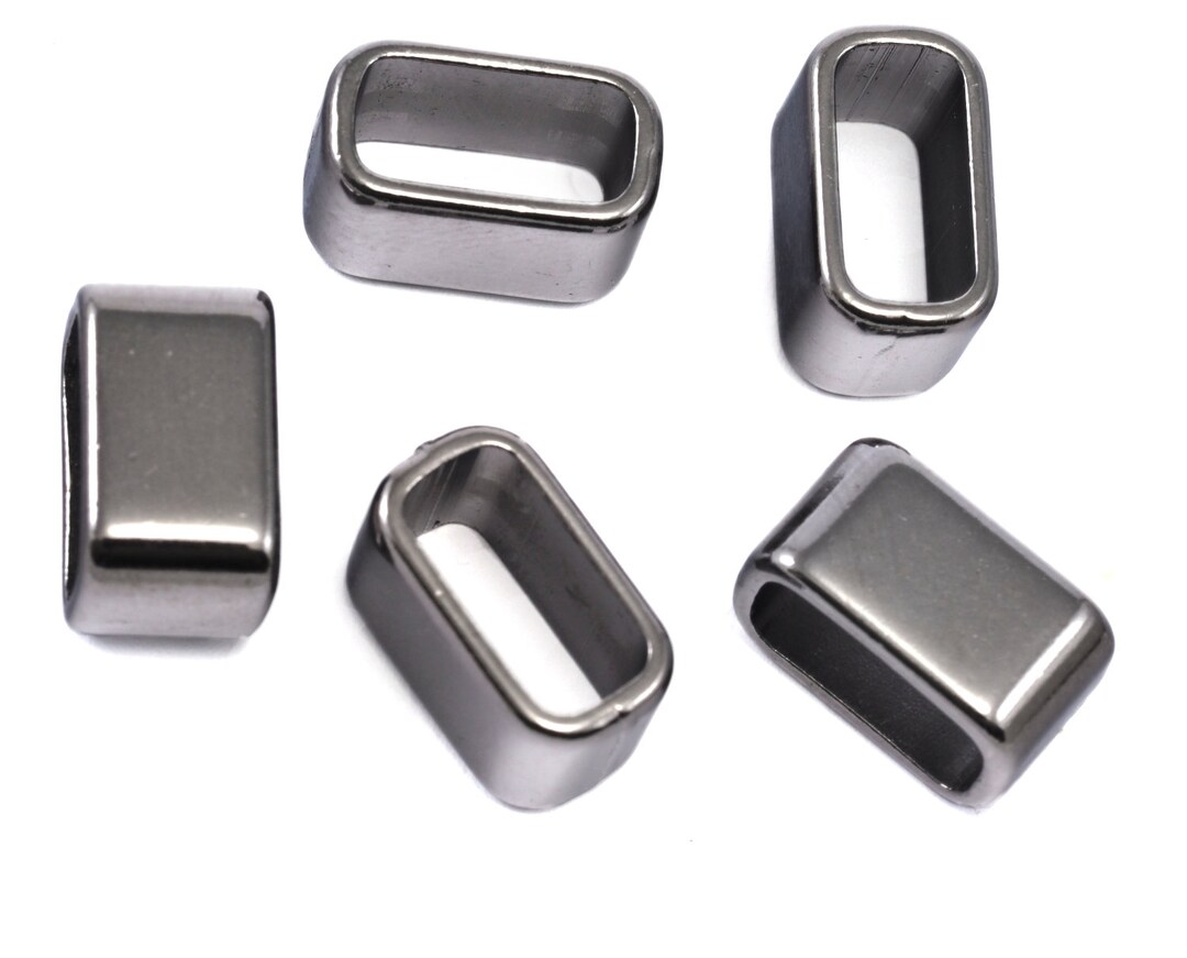 Leather, Ribbon ,cord ,slider , 14x8mm Gunmetal Tone Alloy Spacer Hole