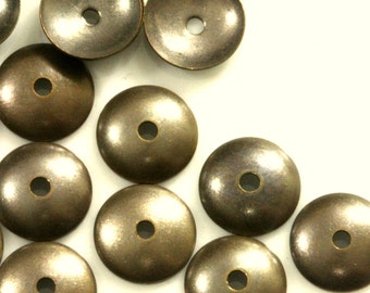 bead cap  200 Pcs Antique Brass Tone Brass 8mm cone Circle tag middle hole Charms ,Findings 101AB-36