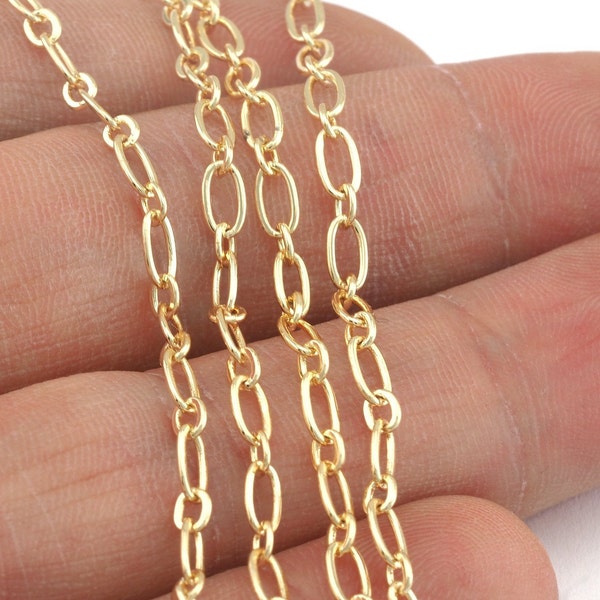 Soldered Oval cable trace chain 3.1mm Gold Tone Lacquer iron Z159