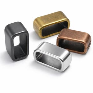 Rectangular Spacer Bead 14x8mm Large Hole 11.5x5.5mm, Gunmetal Silver Brass Copper Slider Bead for Leather Cord -bab 1283