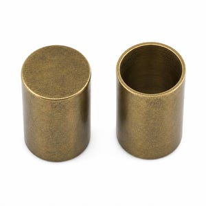 Antique brass tube end caps for thick leather cord and bolo tie making