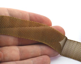 Mesh Ribbon, Mesh chain raw brass 20 mm B20mm