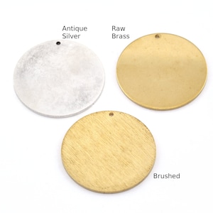 35mm Round Circle Disc Tag (1.5mm thickness) Stamping Charms Antique Silver Plated - Raw Brass - Brushed Brass 1 hole Findings  S147