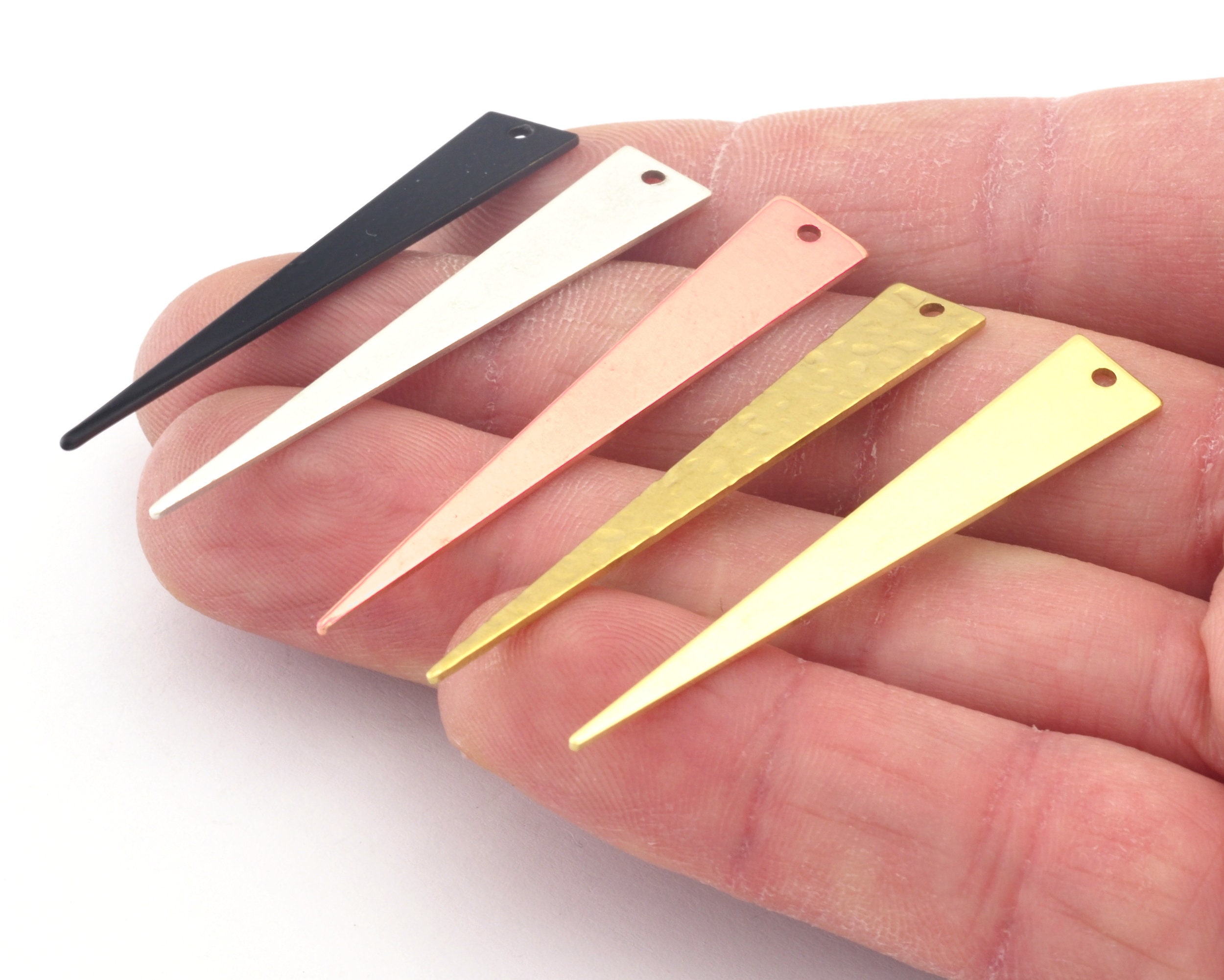 Long Triangle Raw Brass, Copper, Black Painted 8x50mm (0.8mm