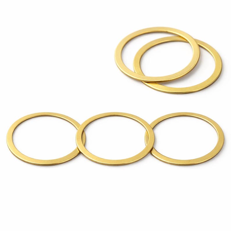 Thin Metal Ring 25mm Outer 22mm Inner 0.5mm Thick, Silver Tone & Raw Brass Circle, Jewelry Connector Ring, Minimalist Findings 450R-66 image 4