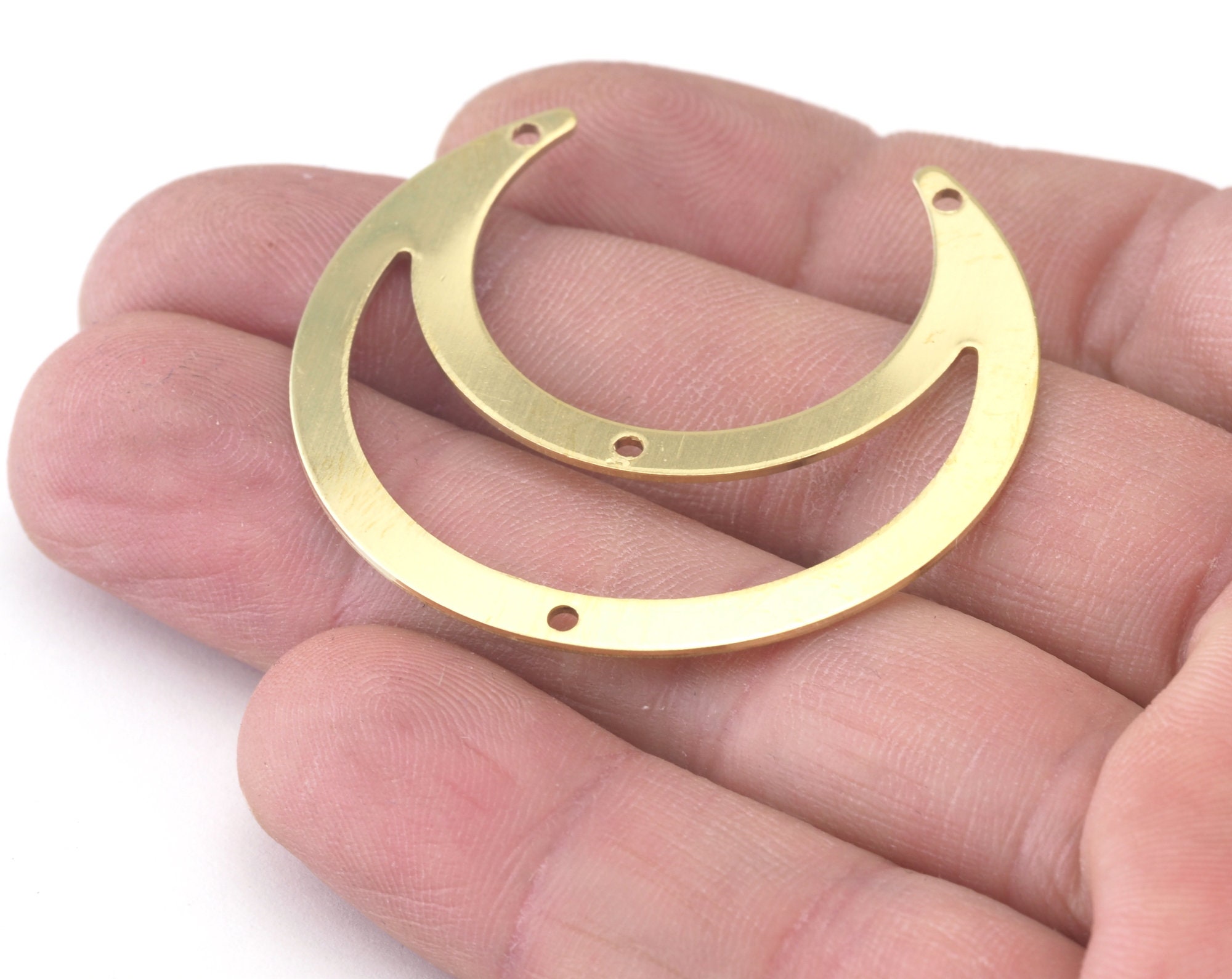 Crescent Connector Charms Raw Brass 42x39mm 0.8mm Thickness