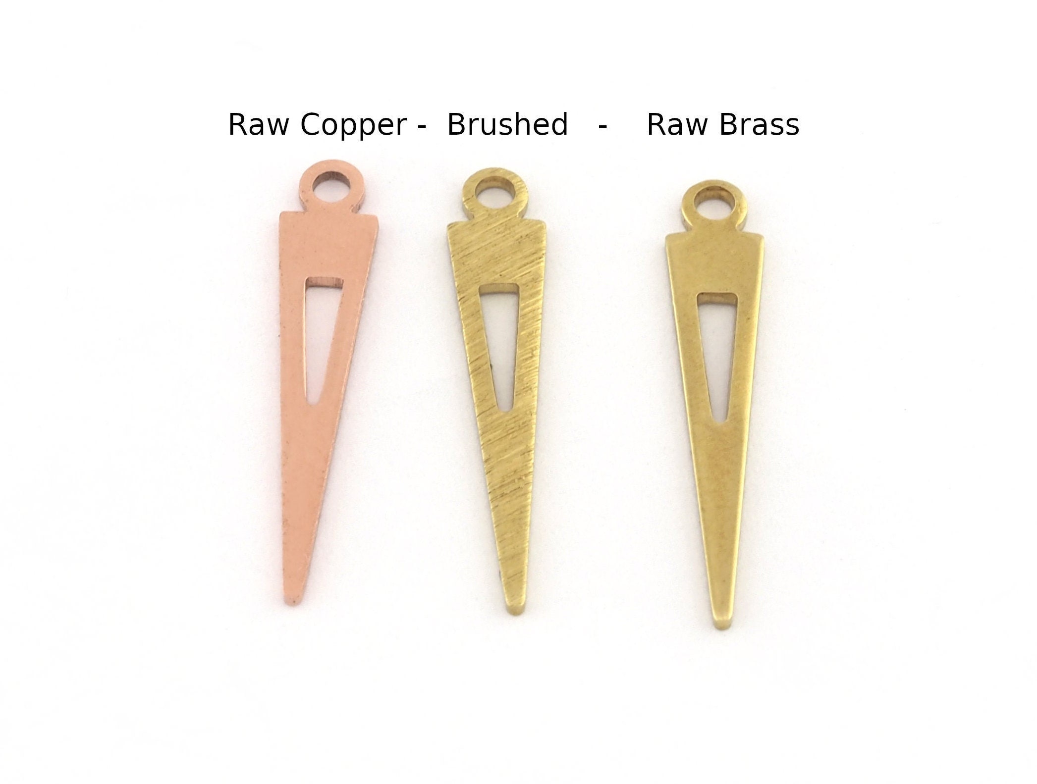 Triangle Charms Raw Brass - Copper - Brushed Brass 23x4.5mm