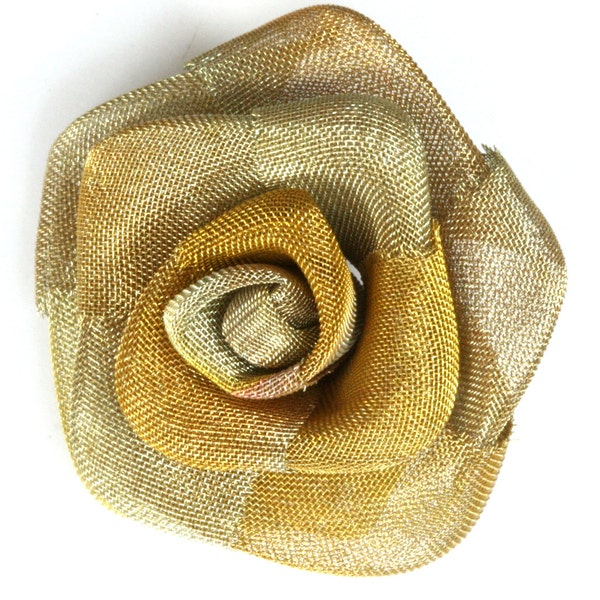 Steampunk Roses 1 1/2" (37mm) Altered Art Craft Supply Oxidized Brass Wire Mesh Rose Wire Flower for Jewelry Art 775