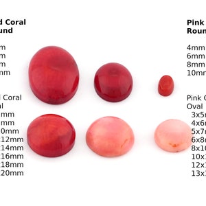 Round - Oval Red Pink Dome Cultured Coral Stone Flatback Cabochons cab60-7