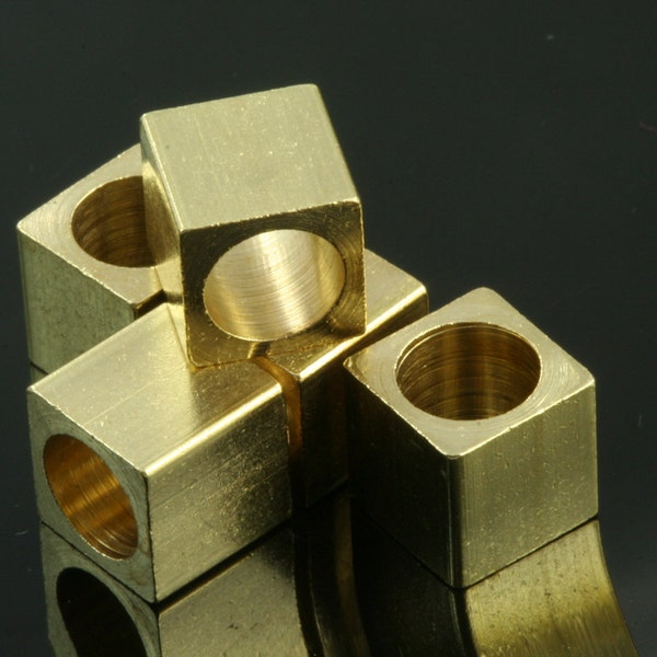 10x10mm 3/8"x3/8"  raw brass square cube,(6.5mm 1/4" hole ) bab6 1483