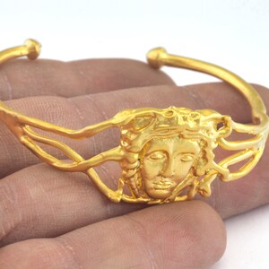 Manschette Armband Gesicht Matt Vergoldet Messing (52mm innere Größe - Einstellbar) OZ3175