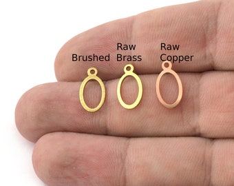 Oval Charms findings raw brass - Copper - Brushed 14x7.5mm Frame 5141