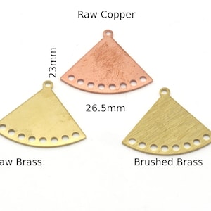 Triangle Brass Earring Charm – Raw Copper, Brushed Brass, Hand Fan Connector (26.5x23mm) -S183