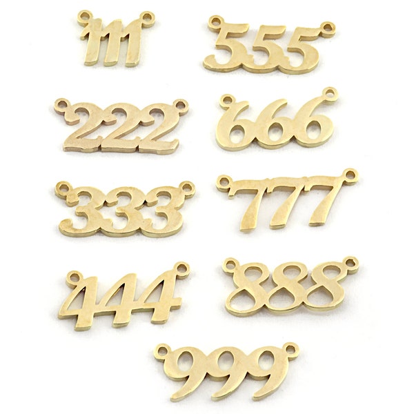 Numbers, Numerical Charms, Connector Pendant Raw Brass 23x11mm S397