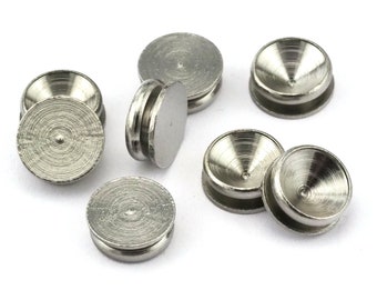 Ronde instelling Blank (lederen handtas ornament) vernikkeld messing 10x4mm (8mm binnen insteldiameter) O36-07