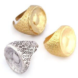 Justerbar signetring – Rå mässing, Antiksilver, Mattguld (19 mm/9US) -3081