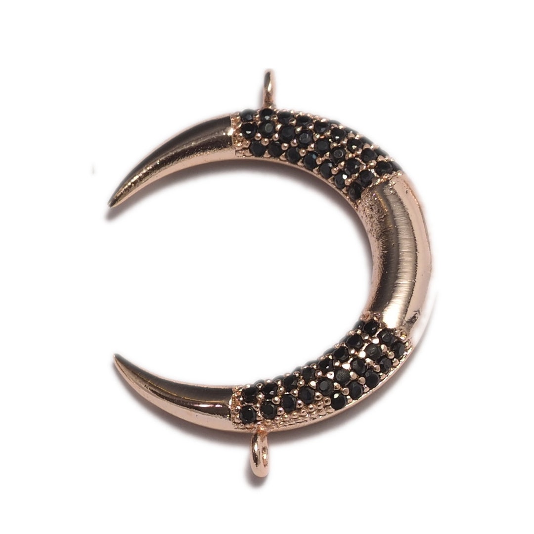Micro Pave Moon Crescent 26mm Rose Gold Plated Alloy With 2 - Etsy